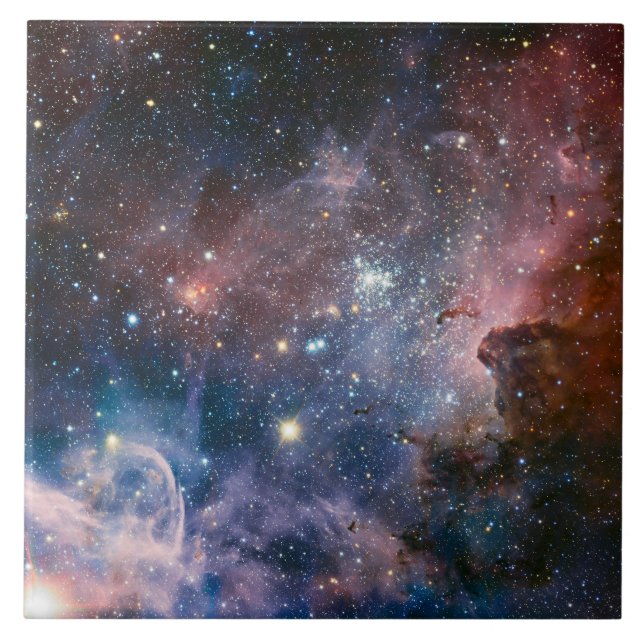 Carreau Télescope Nebula Hubble Carina Rouge et Bleu (Devant)