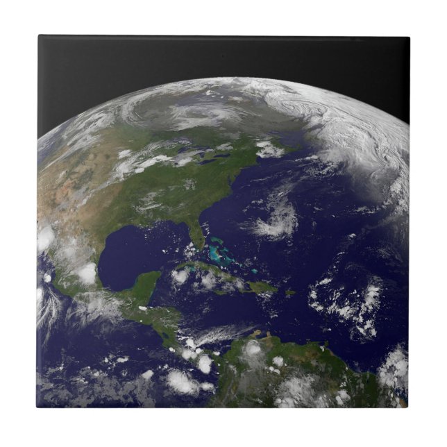 Carreau Tempêtes Tropicales Sur La Planète Terre. (Devant)