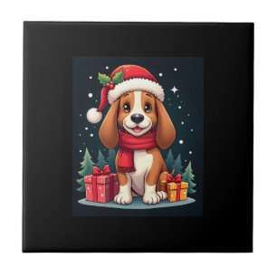 Carreau Tenues de Noël pour chien Basset Hound Chapeau de