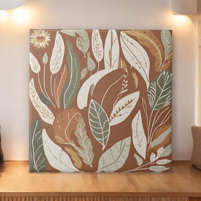 Carreau Terracotta Fleur sauvage Rustic Boho Décor Printem (Créateur téléchargé)