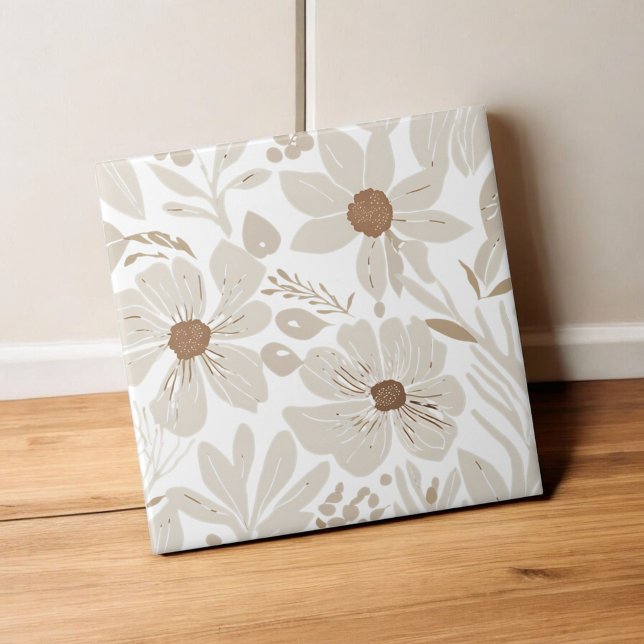 Carreau Terracotta Fleur sauvage Rustic Boho Décor Printem (Créateur téléchargé)