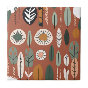 Carreau Terracotta Fleur sauvage Rustic Boho Décor Printem