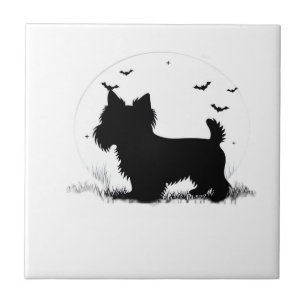 Carreau Terrier du Yorkshire Chien � Silhouette de la Lune