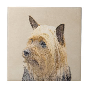Carreau Terrier soyeux peignant - art original mignon de