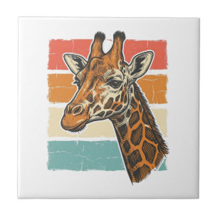 Carreau Tête de girafe vintage dessin vectoriel rétro couc