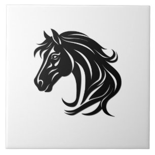 Carreau Tête de magnifique cheval noir  