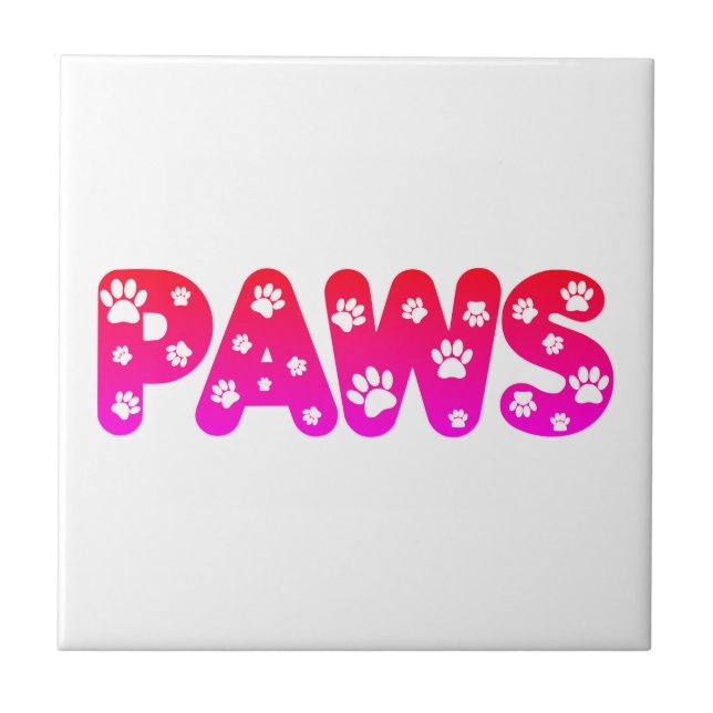 Carreau Texte personnalisé des pattes de chien (Devant)