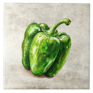 Carreau Texture fausse de poivre vert rustique aquarelle
