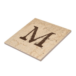 Carreau Texture rustique Pays Ferme Beige Monogramme