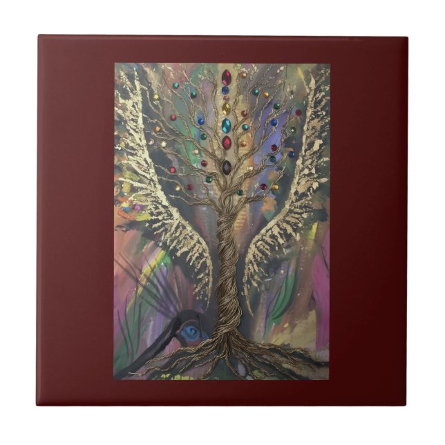 Carreau Th Divine Tree Of Life celestial wings and jewels  (Devant)