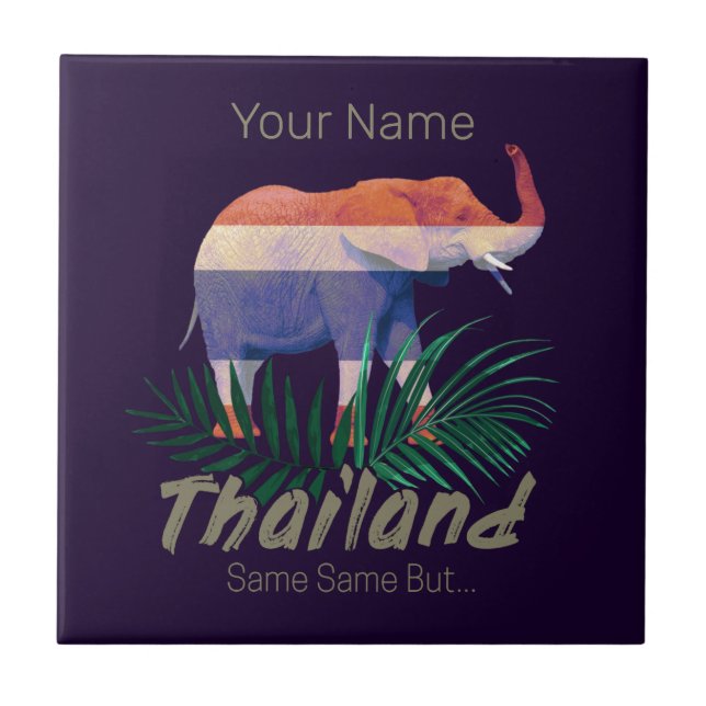 Carreau Thaïlande Elephant Drapeau Jungle Feuille Souvenir (Devant)