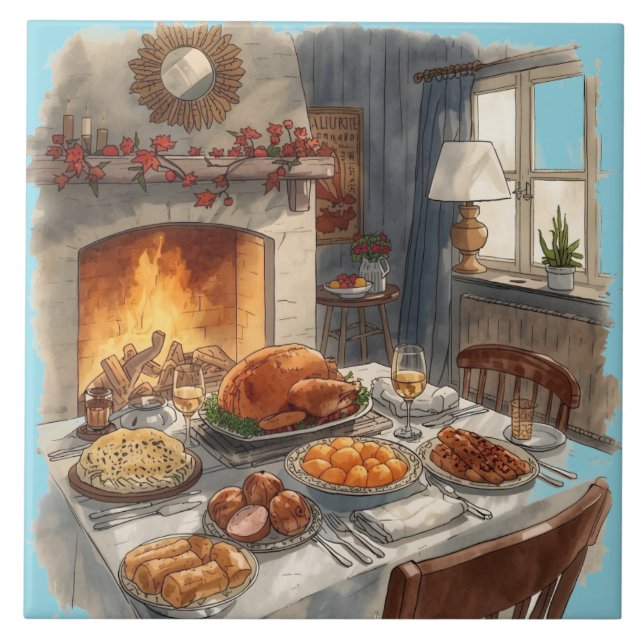 Carreau Thankesgiving, Plats traditionnels, Table d'automn (Devant)