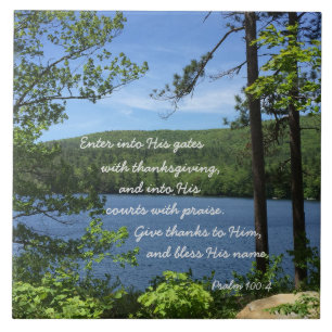 Carreau Thanksgiving Psaume 100:4 Photo Squam Lake