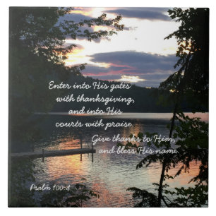 Carreau Thanksgiving Psaume 100:4 Sunrise Squam Lake Photo