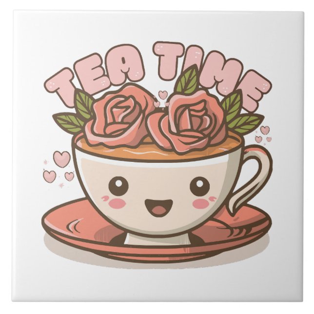 Carreau Thé Temps de Rose Thé Kawaii (Devant)