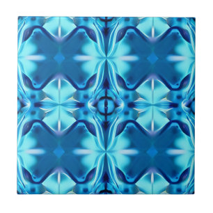 Carreau Tie Dye Motif en Indigo et Ice Blue