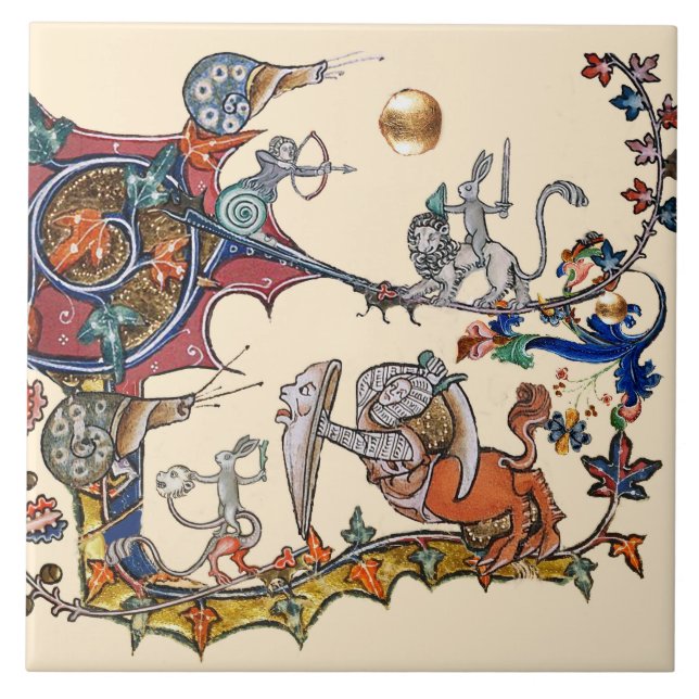 Carreau TIERS ESCALIERS DE GUERRE BESTIAIRE MÉDIÉVALE, Rab (Devant)