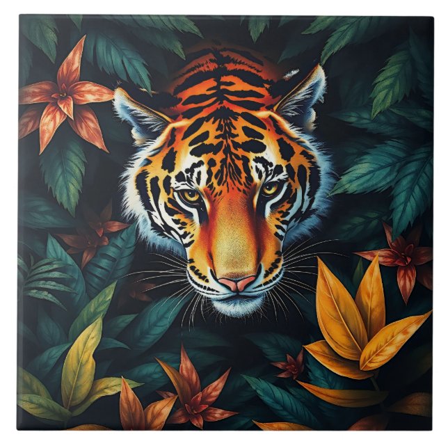 Carreau “Tiger of Mine” – Colourful Tiger Portrait (Devant)