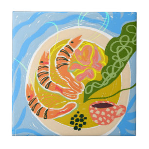 Carreau Tiger Prawns Plateau d'alimentation de la mer de