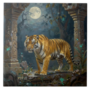 Carreau Tigre dans les dunes anciennes sous la pleine lune