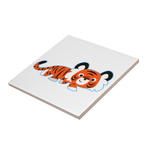 Carreau Tigre de dessin mignon sur la dalle de pinceau