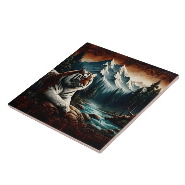 Carreau Tigre Du Bengale Se Relaxant Près Du Fleuve De Mon (Côté)