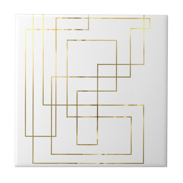 Carreau Tile céramique Faux Lignes d'or géométrique modern (Devant)