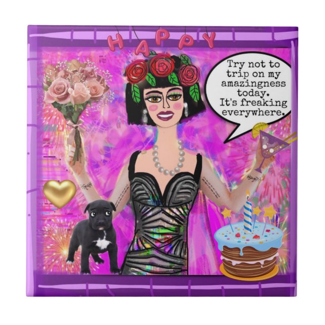 Carreau TILE-Essayez de ne pas voyager sur mon étonnant (Devant)