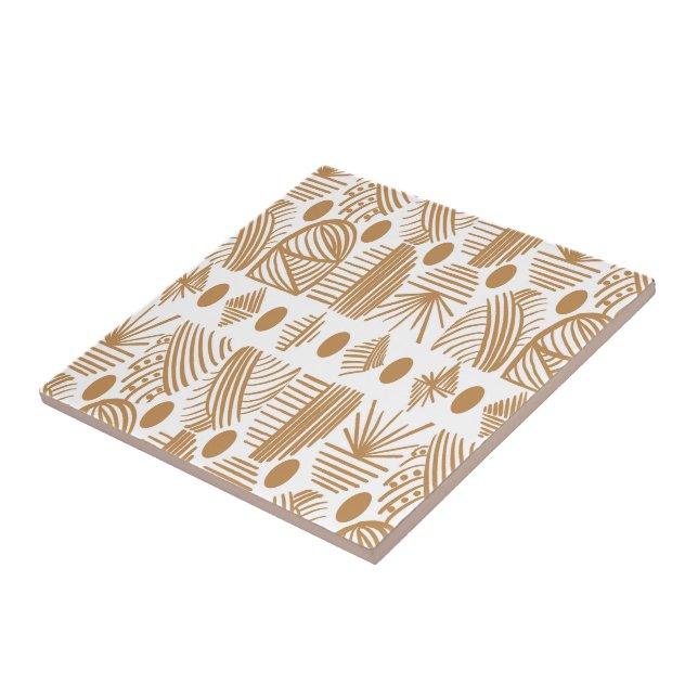 Carreau Tissu de la tribu des Caraïbes : blanc, or (Côté)