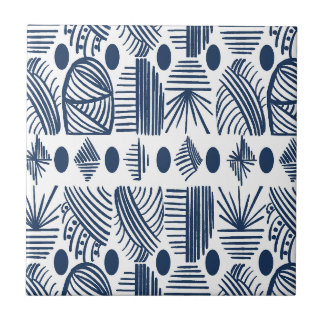 Carreau Tissu de moisissure tribale des Caraïbes : blanc,