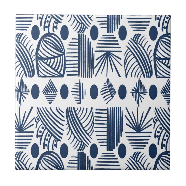 Carreau Tissu de moisissure tribale des Caraïbes : blanc,  (Devant)
