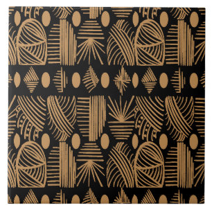 Carreau Tissu de moisissure tribale des Caraïbes : Noir, O