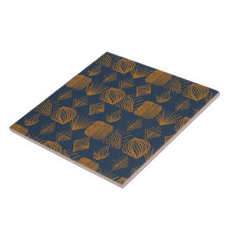 Carreau Tissu Tribal des Caraïbes audacieux : bleu marine,