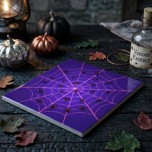 Carreau Toile d'araignée noire veuve rose Art motif Hallow
