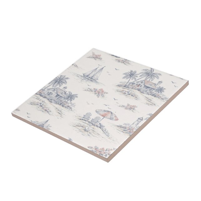 Carreau Toile de Jouy Bleue Côtière (Côté)