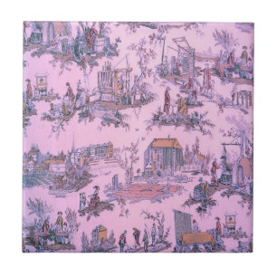 Carreau Toile rose française de Jouy Chinoiserie Style rus