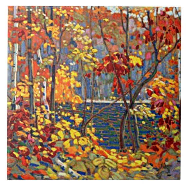 Carreau Tom Thomson - La piscine, célèbre peinture, (Devant)