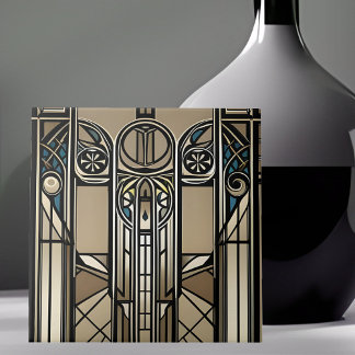 Carreau Tonalité bronze et bleu Art Déco géométrique
