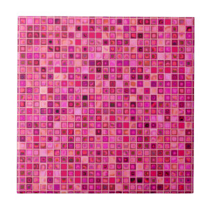 Carreau Tons De Mosaïque "Aquarelle" Rose Foncé Motif