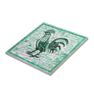 Carreau Tons de poulet en mosaïque verte, blanche et noir