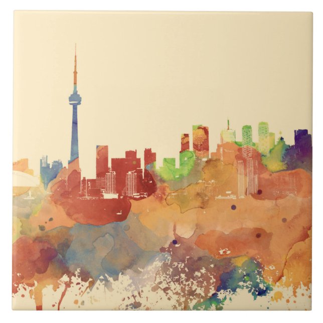 Carreau Toronto Ontario Canada Orange Skyline Design 248 (Devant)
