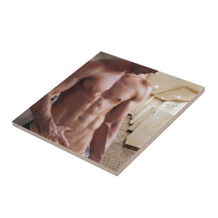 Carreau Torse d'homme musclé torse nu sixpack de SlipperyJ