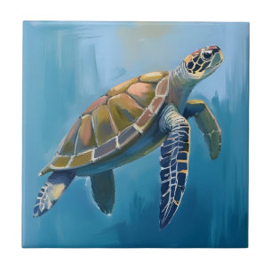 Carreau Tortue de mer animal océan aquarelle