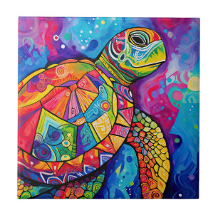 Carreau Tortue de mer Jour des terres Abstrait Ocean Beach