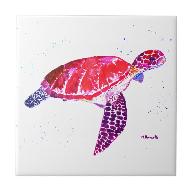 Carreau Tortue marine sous la mer Aquarelle Ocean Beach (Devant)