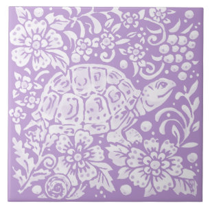 Carreau Tortue mauve légère Grotte Florale Forêt Nature