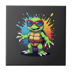 Carreau Tortue Mignonne Portant Des Lunettes De Soleil Pei