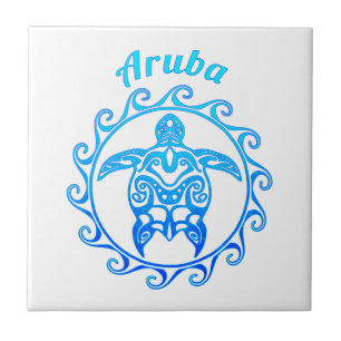 Carreau Tortue Tribale Bleue Océan Aruba