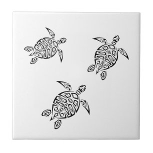 Carreau Tortues de la mer Noire sur fond blanc