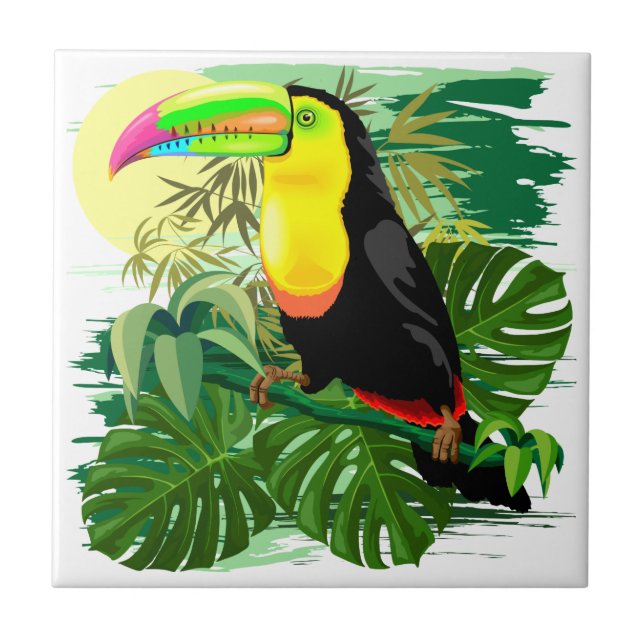 Carreau Toucan dans la forêt tropicale verte d&#x27;Amazonie (Devant)
